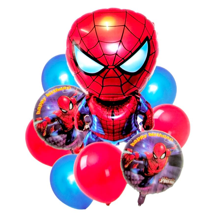 Pack 6 Globos Metalizados Spiderman Aire O Helio