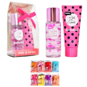Kit de splash y crema pink in sweet WOW! con diseño de puntos