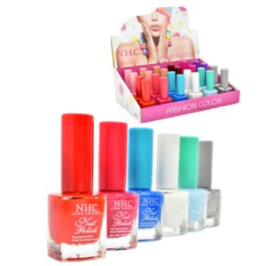 Esmalte para uñas presentación cuadrada NHC caja rosada y blanca